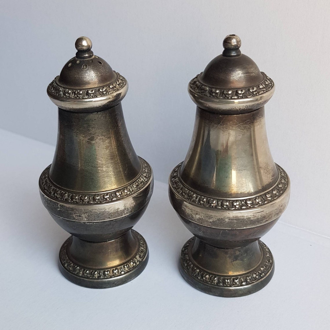 English Antique Unusual Salt Pepper Pots Metal Cruets Trinkets Etsy