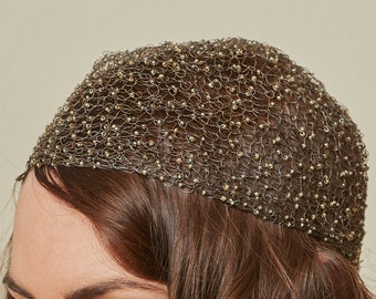 Art Deco Crochet Wire & AB Seed Bead Juliet/Flapper Cap/Hair Net - Authentic Item