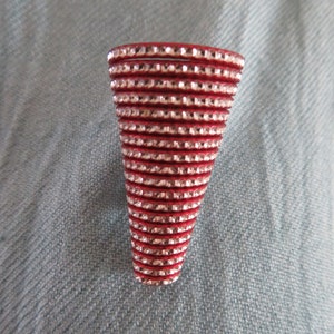 Vintage Red and Silver Tone Striped Conical Tussie Mussie Brooch/Pin - 1980&#39;s - Tussie Mussie/Boutonniere/Button Hole/Flower Holder