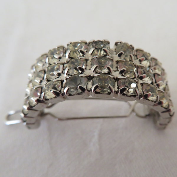 Vintage Silver Tone and Diamante/Rhinestone Pony Tail Cover/Hair Clip/Slide/Barrette - 1950's - Wedding/Prom/Races/Cruise