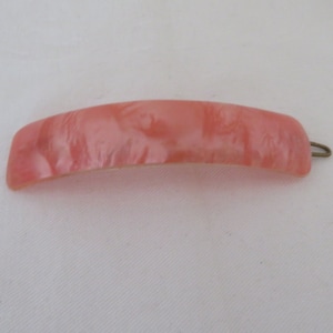 Vintage Large Pink Pearlised Lucite Rectangular Hair Clip/Slide/Barrette - 1950&#39;s