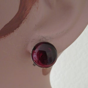 Vintage Runde Silber (925) und Kirschbernstein Ohrringe - Clip On Fitting - Vollständig signiert - 1970er Jahre - Klassisches Knopfdesign für alle Epochen