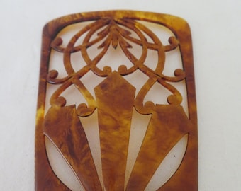 Antique Dark Amber Lucite / Celluloid Art Deco Mantilla Hair  display picture 2