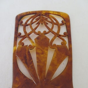 Vintage Art Deco/Nouveau Pale Amber Faux Tortoiseshell Celluloid Hair Comb/Mantilla - Four Prong - 1910&#39;s - Edwardian/Victorian