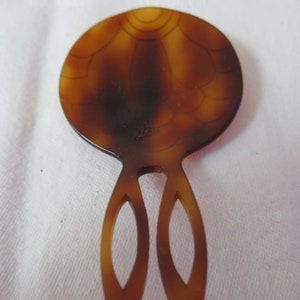 Vintage Designer Hair Comb by Alexandre de Paris, France - Faux Tortoiseshell with Art Deco Design - 1980's