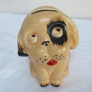 Vintage/Art Deco Very Hard to Find Hand Painted Crown Devon Bonzo Dog Money Box - 1930's - Bulldog Cartoon by George Studdy