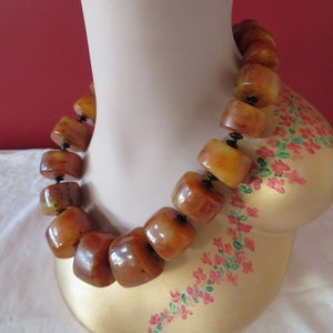 Vintage Marbled Shades of Brown & Black Chunky Bead Necklace by Designer Angela Caputi - See Condition Report - Earrings Also Available