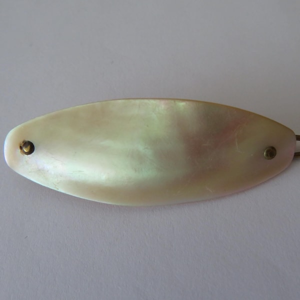 Antiek ovaal ivoor parelmoer handgesneden haarspeld/schuifje/speldje - Art Deco