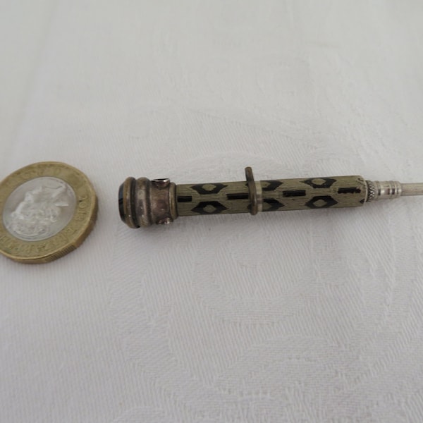 Vintage/Antique Miniature Propelling Pencil with Stanhope Charm/Pendant/Fob - A Memory of Dollar, Scotland - Rare Victorian/Edwardian