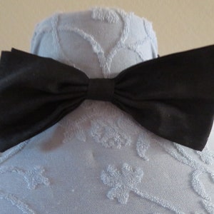 Vintage Black Spot Pattern Handmade Bow/Neck Tie with Hook and Loop Fastening - Adjustable - 1980&#39;s - New Romantic/Steampunk