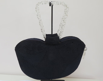 ヴィンテージ Cordé for Selfridge、ロンドン ブルー/ネイビー ハンドバッグ/財布 - ルーサイト製ハンドル＆ジッププル