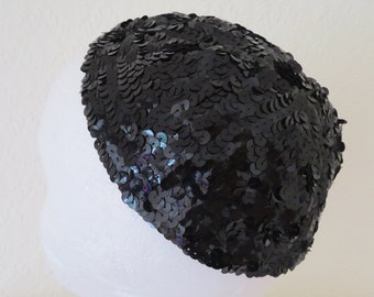 Vintage Art Deco Black Sequin Skull/Juliet/Flapper Cap/Hair Net - Costume/Reenactment/Flapper/Downton/Gatsby  - Authentic Item Hand Sewn