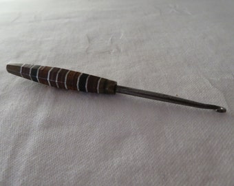 Vintage Bakelite, Glass and Aluminium Banded Button Hook - WWI Trench Art