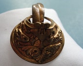 French Antique Vintage Art Nouveau Pressed Bronze Hat Lapel Pin