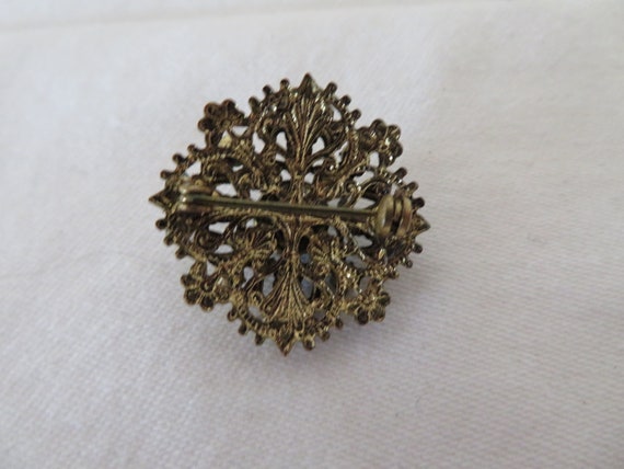 Vintage Small Round Ornate Gold Tone and Enamel B… - image 5