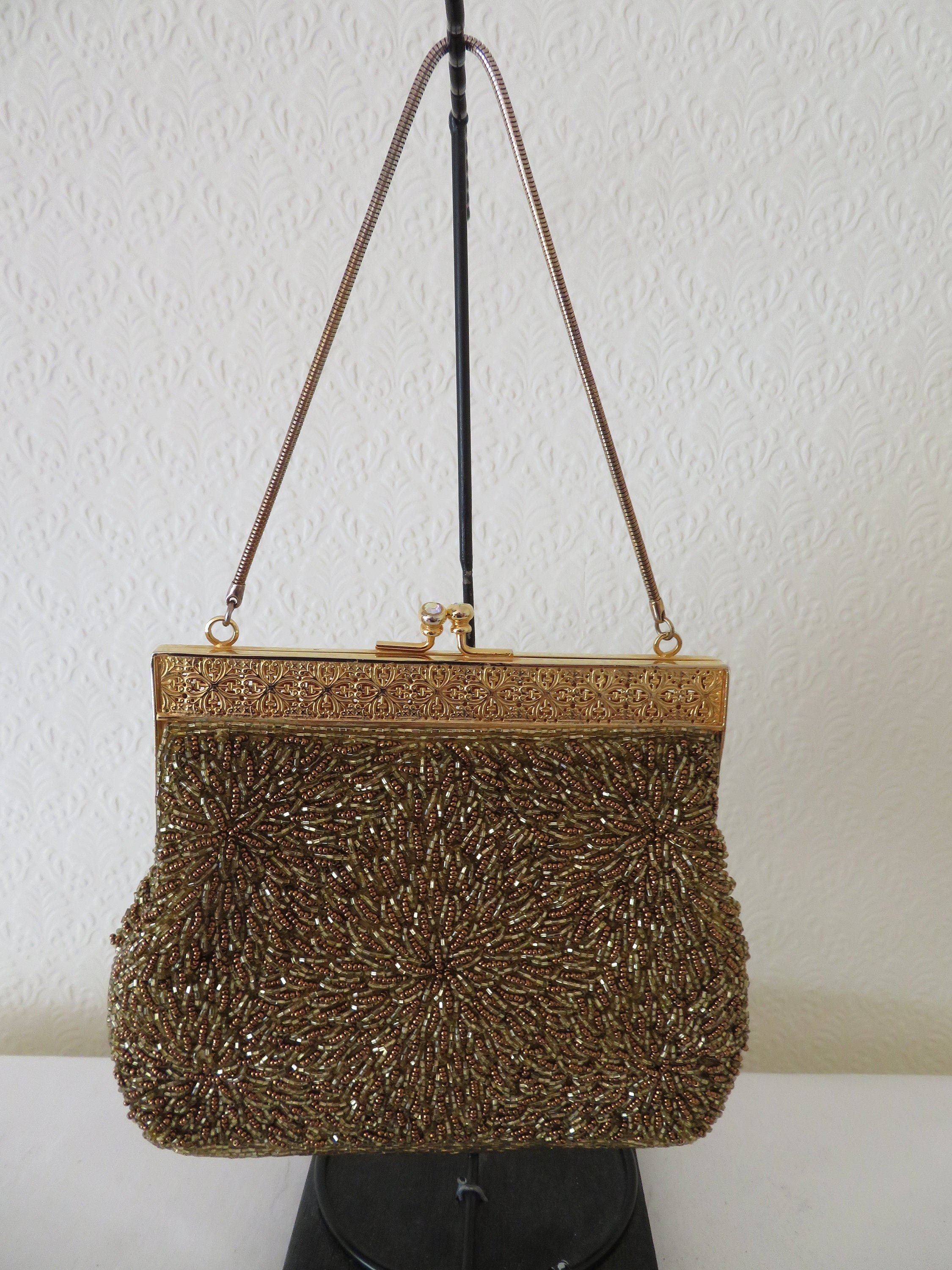 Gold beaded evening bag Clearance