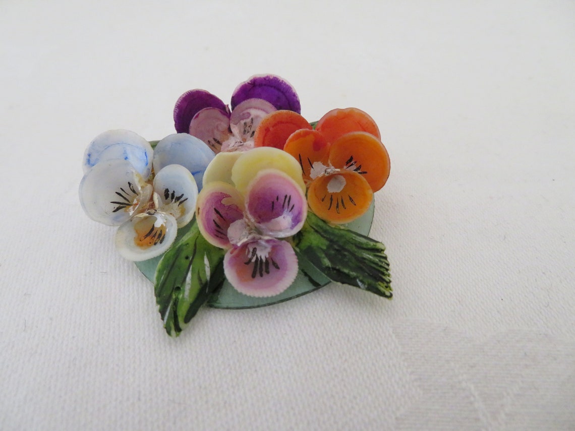 Vintage Handmade Dyed and Painted Sea Shell Brooch/pin/shawl Pin - 1960 ...