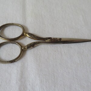 Antique/Vintage Forged Steel Needlework/Embroidery/Sewing Scissors with Decorated Shaft - 1800's - Warranted