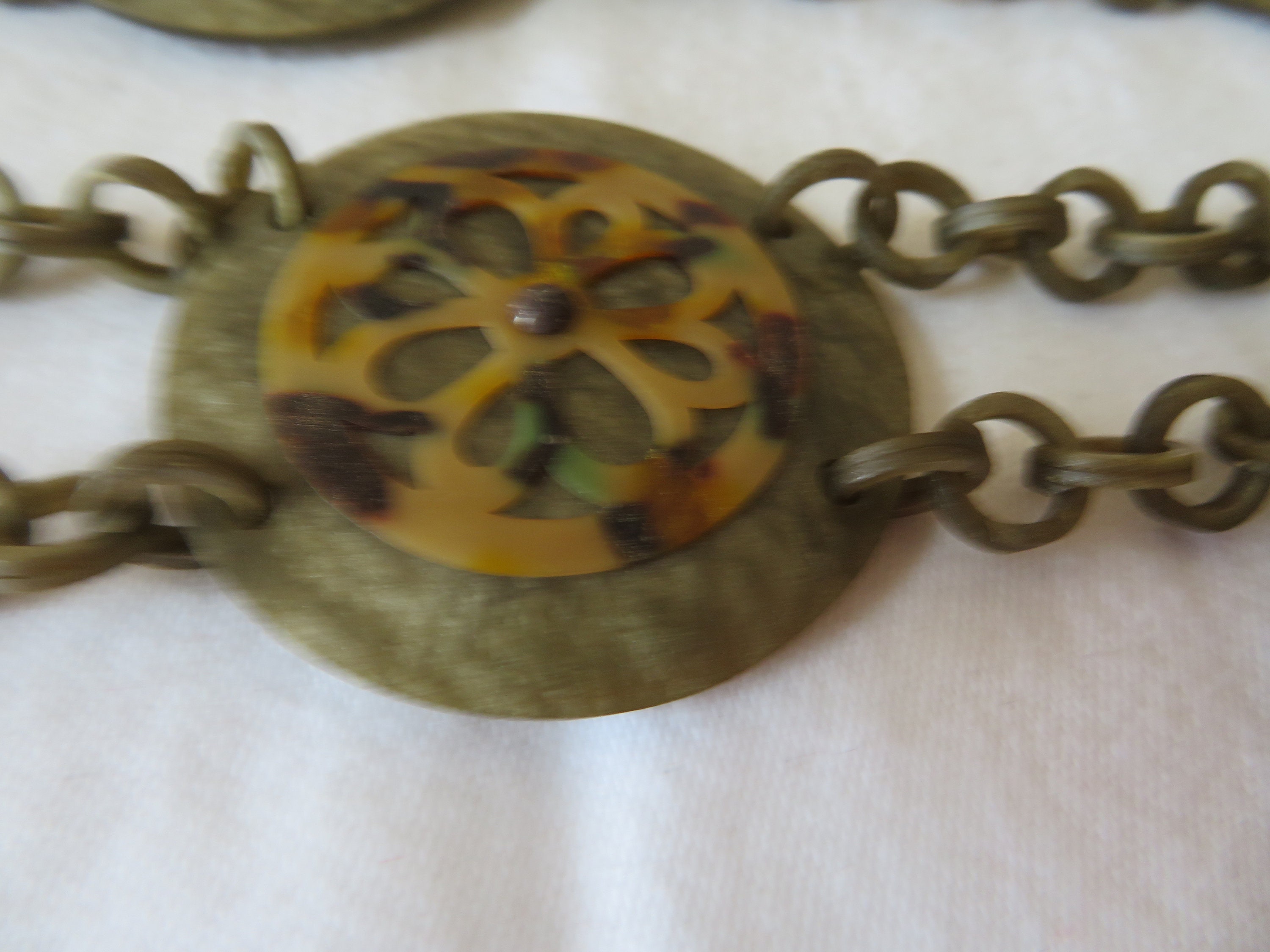 Vintage Art Deco Celluloid Belt - Marbled Green, Faux 