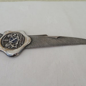 Rare Vintage Chrome Plated Letter/Paper Opener - Champagne de Venoges, Epernay Blue Ribband by Duseaux Paris - Office/Desk/Stationary