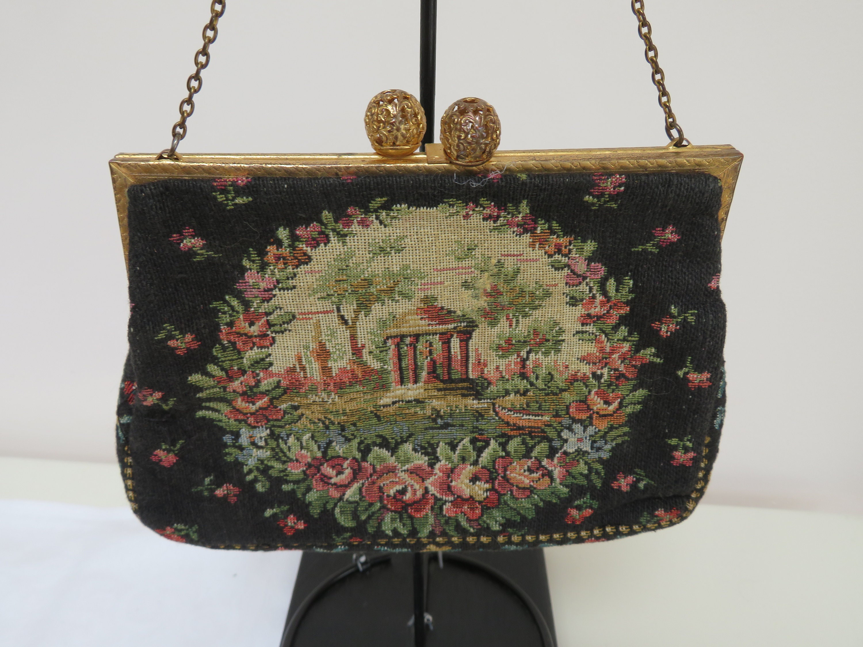 Vintage Petit Point/tapestry Evening Bag/purse- Floral and Folly