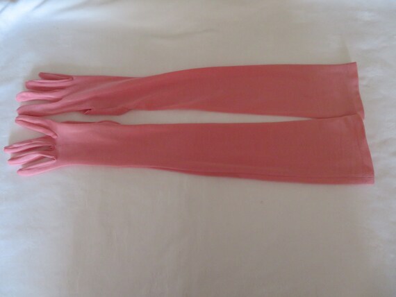 Vintage Bubblegum Pink Stretch Opera Length Glove… - image 6