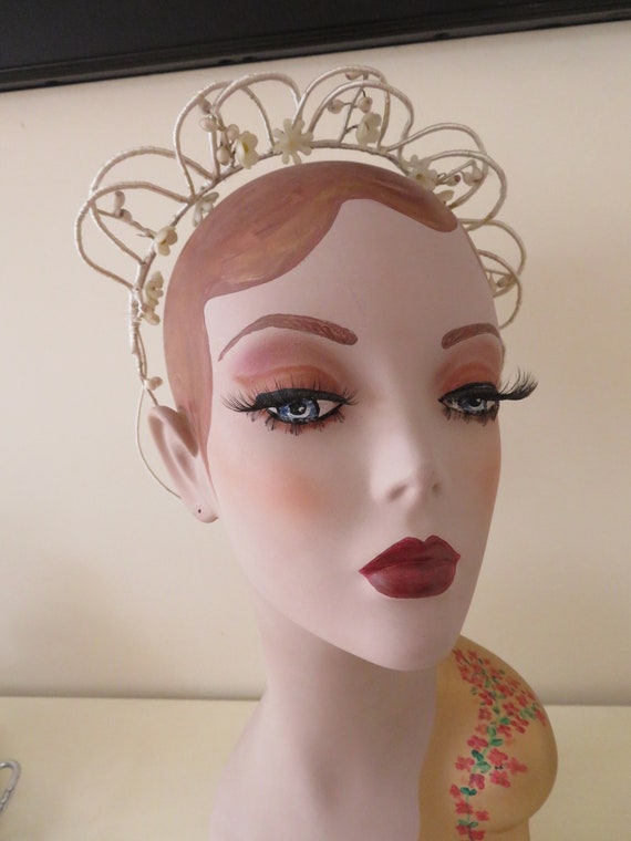 Vintage Art Deco Wax Flower Tiara/Crown/Headdress… - image 3