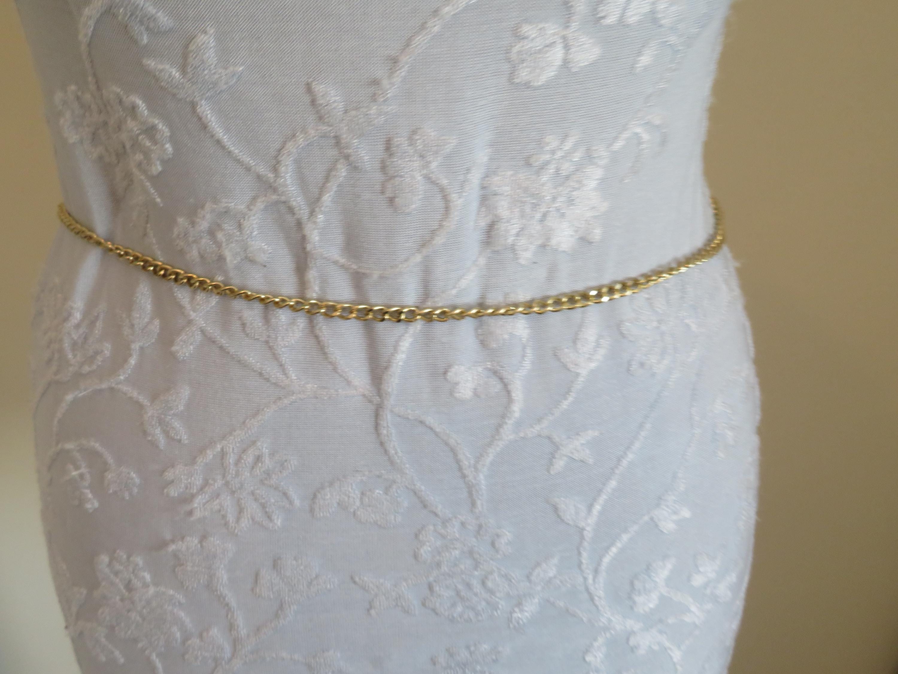 Vintage Matte Gold Tone Curb Chain Belt Adjustable Wrap Waist Hip 37\