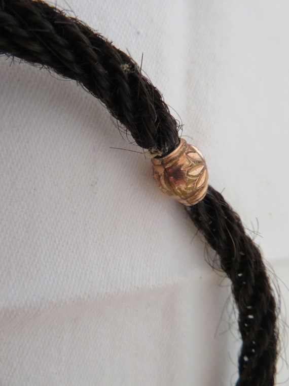 Antique Black Human Woven Hair and Rolled Rose Go… - image 4