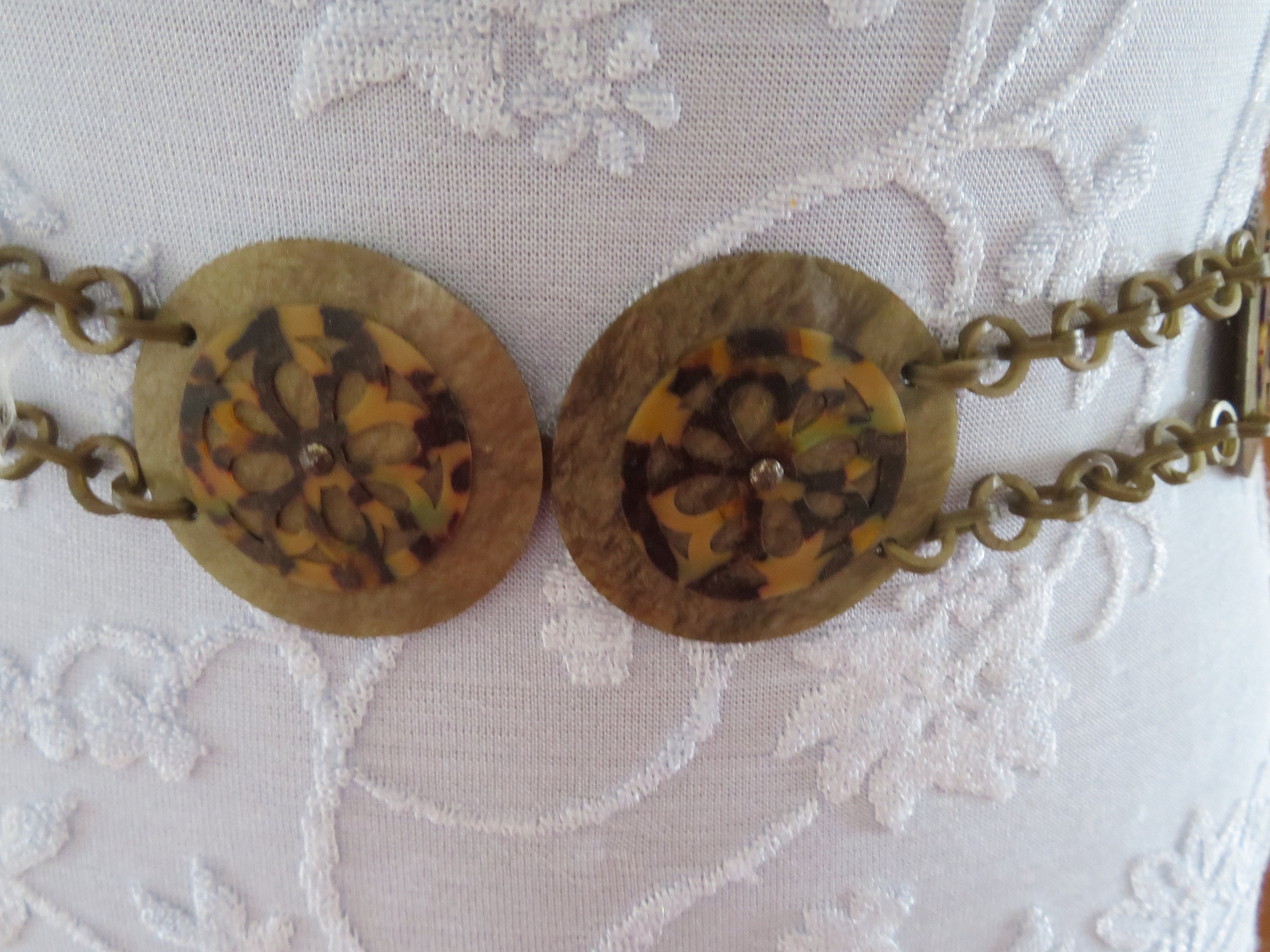 Vintage Art Deco Celluloid Belt - Marbled Green, Faux  display picture 1