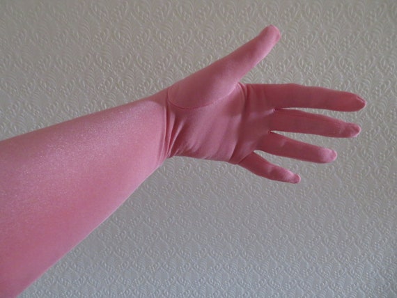 Vintage Bubblegum Pink Stretch Opera Length Glove… - image 3