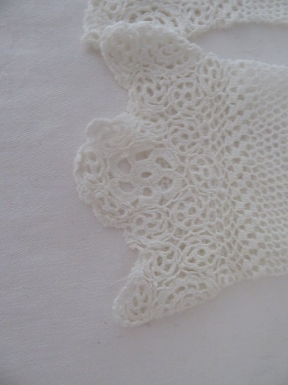 Vintage White Cotton Crochet Lace Wrist Gloves wi… - image 10