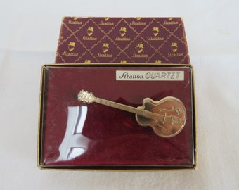 Vintage Gold Tone Guitar Tie Bar/Clip/Guard/Retainer in Original Box by Stratton - 1960's - Music, Musician, Orchestra, Jazz