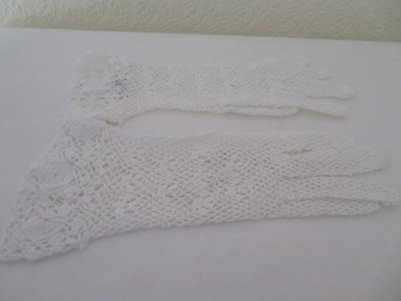 Vintage White Flower Detail Cotton Crochet Lace W… - image 4