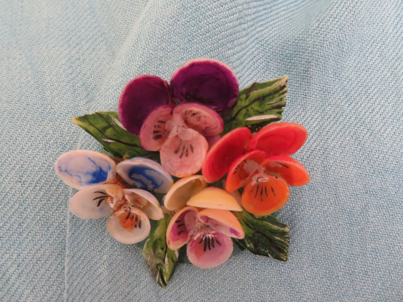Vintage Handmade Dyed and Painted Sea Shell Brooch/pin/shawl Pin - 1960 ...