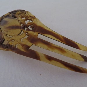 Vintage Art Deco Faux Tortoiseshell Foliage Pattern Hair Comb - Three Prong - 1930&#39;s - Downton/Gatsby