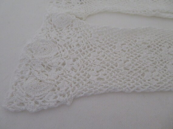 Vintage White Flower Detail Cotton Crochet Lace W… - image 5