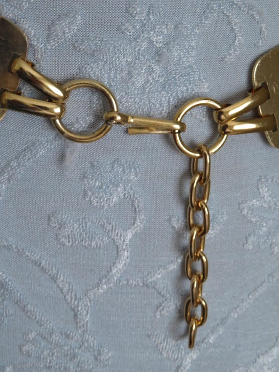 Vintage Gold Tone Rectangular Panel and Book Chai… - image 4