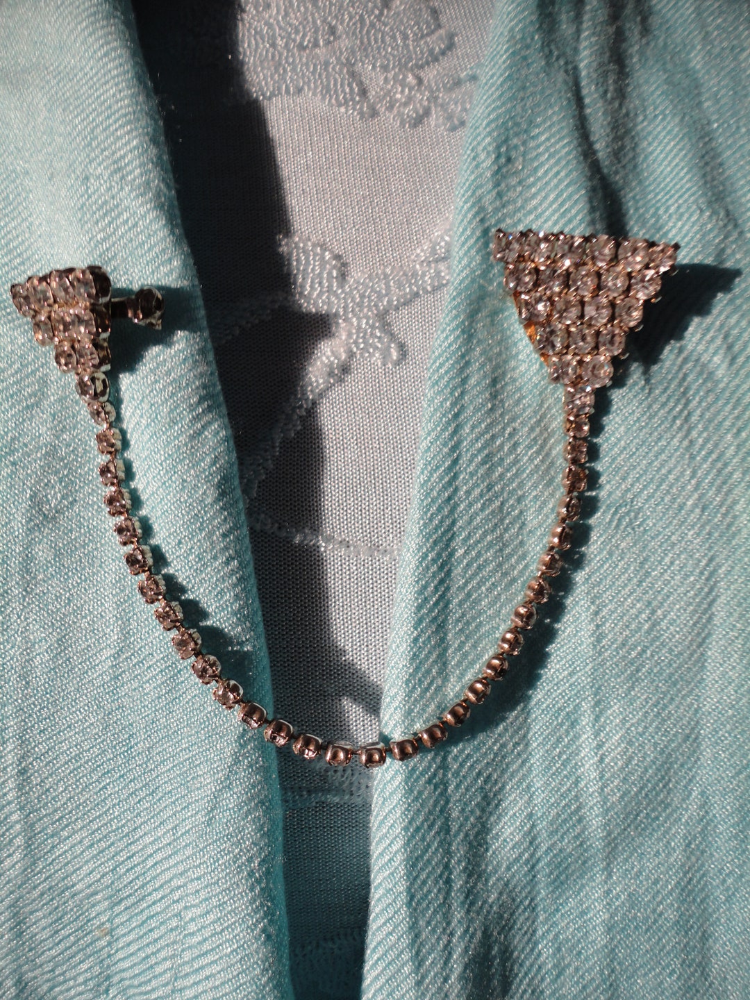 Broche Vintage Années 50-60 Avec Strass - Bijou Ancien élégant - Occasion