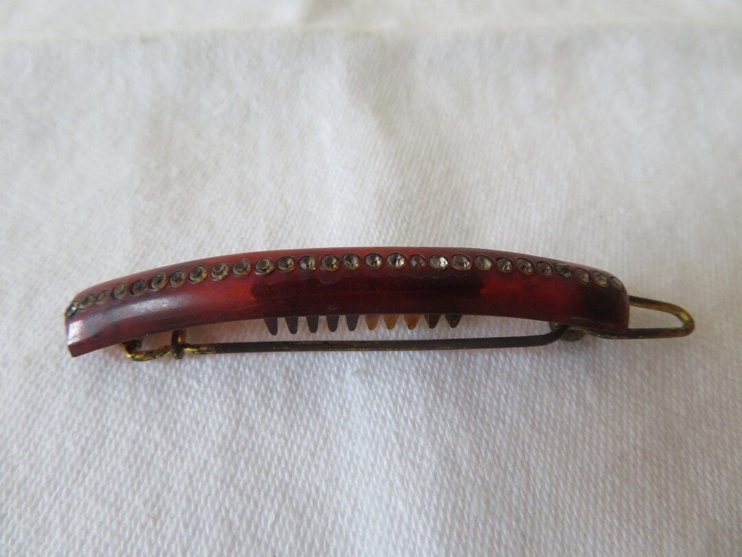 Vintage art Deco Faux Tortoiseshell And Diamante rhinestone Clip slide vintage-art-deco-faux-tortoiseshell-and-diamante-rhinestone-clip-slide