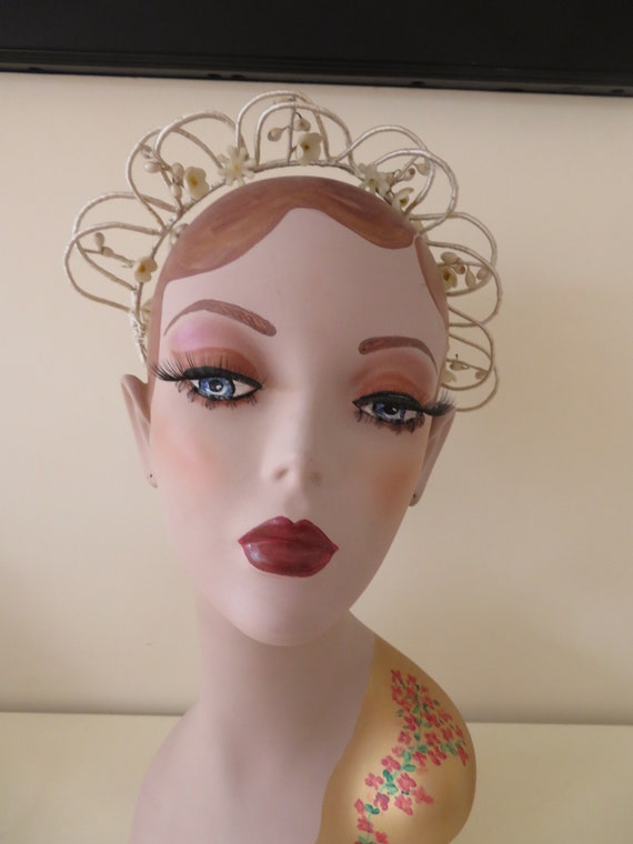 Vintage Art Deco Wax Flower Tiara/Crown/Headdress… - image 4