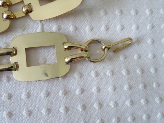 Vintage Gold Tone Rectangular Panel and Book Chai… - image 7