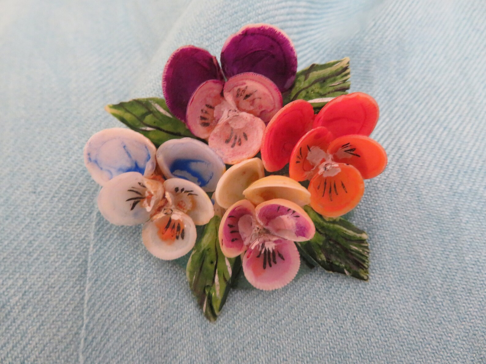 Vintage Handmade Dyed and Painted Sea Shell Brooch/pin/shawl Pin - 1960 ...