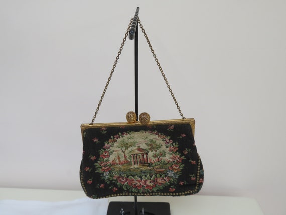 Vintage Petit Point/tapestry Evening Bag/purse- Floral and Folly
