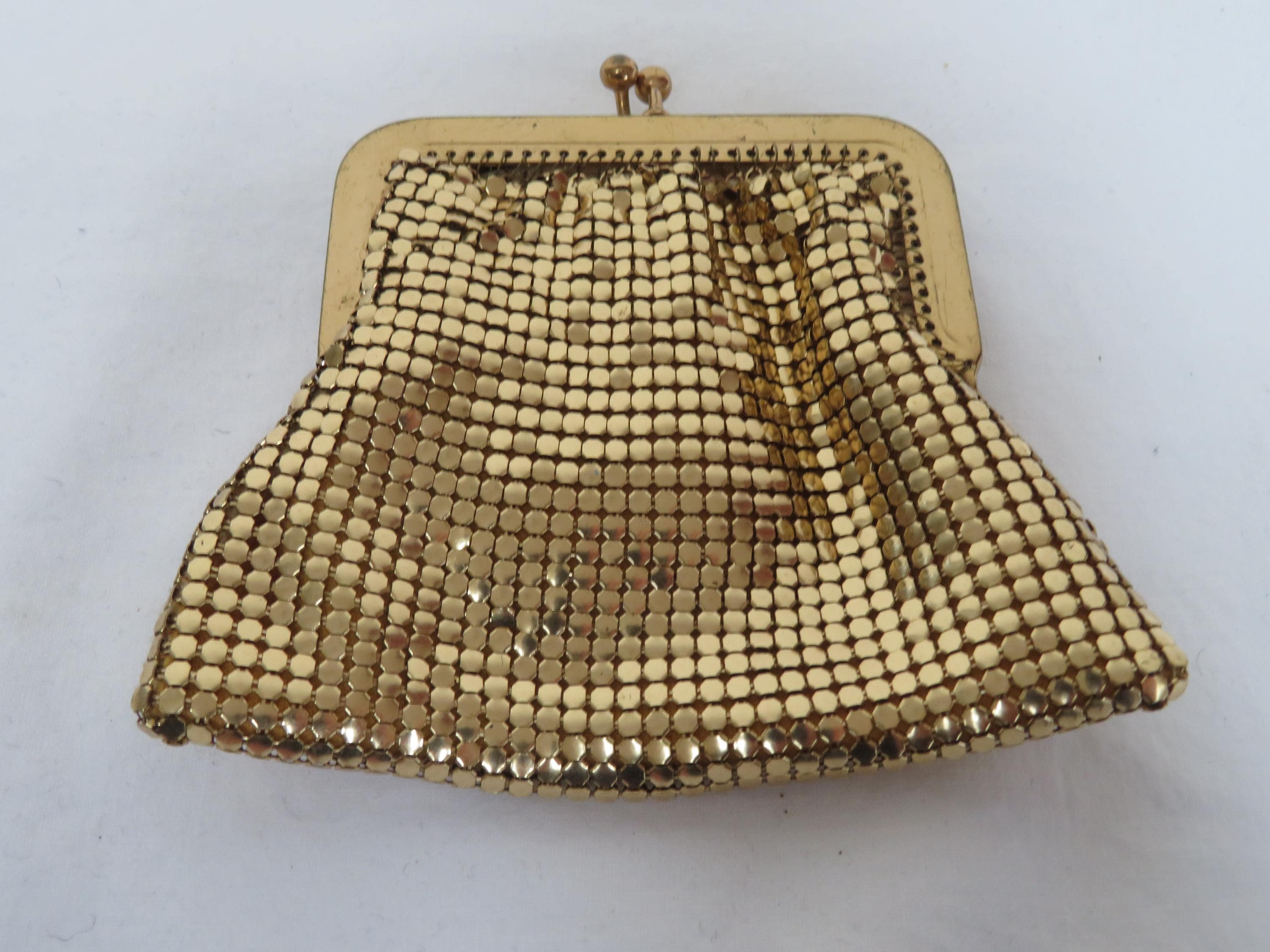 W.GERMANY メタルメッシュ コインパース ゴールドカラー 美品 アンティークゴールドメタルメッシュコインパース5.5×7cm 1900