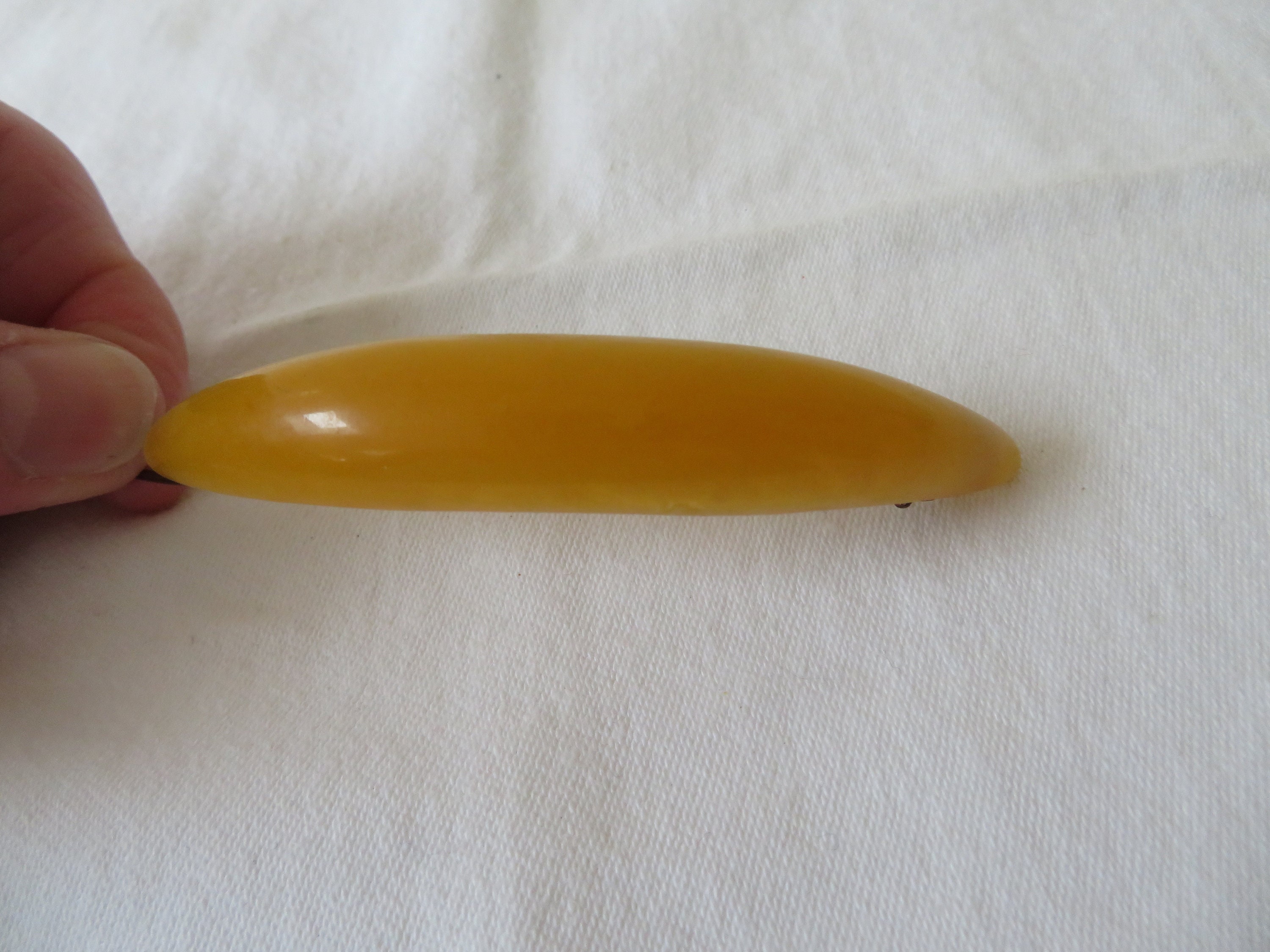 Vintage Faux Amber/yellow Lucite Long Bar Clip/slide  display picture 2