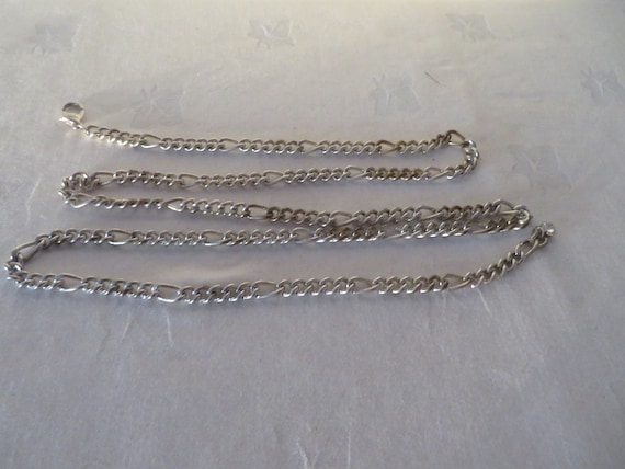 Vintage Silver Tone Figaro Chain Link Belt with D… - image 6