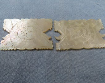 Due antichi banconi in madreperla intagliati a mano – Palais Royal Sewing, 1800