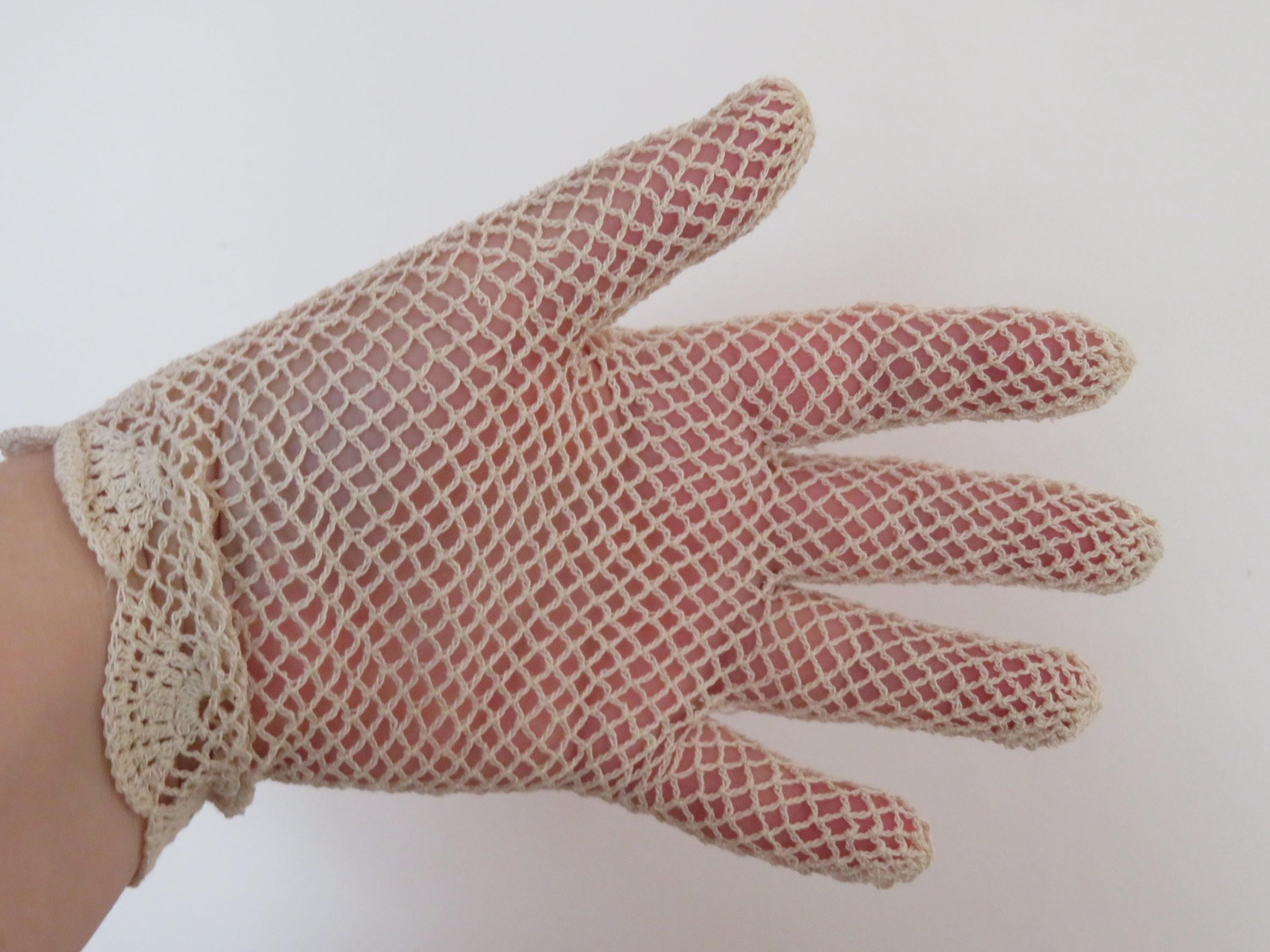 Guanti Corti All'Uncinetto In Cotone - Stile Vintage Per Matrimoni E Serate Eleganti, Taglia Unica