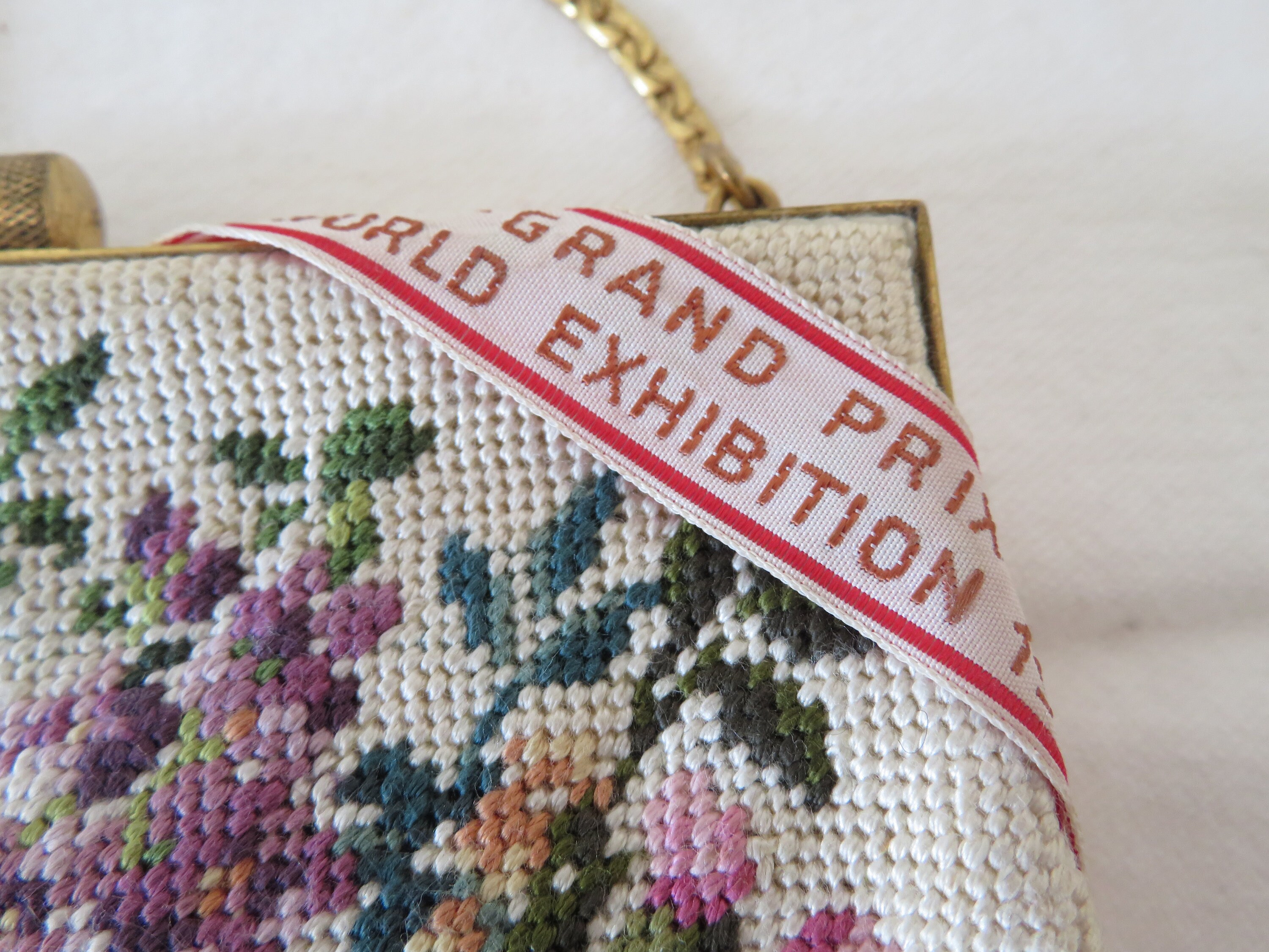 Vintage Petit Point/tapestry/embroidered Evening Bag/mirror
